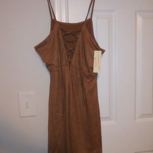 Super Soft Suede Buckskin color lace up dress brand new never worn